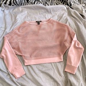 Women’s Dusty Pink Mesh Crop Sweater